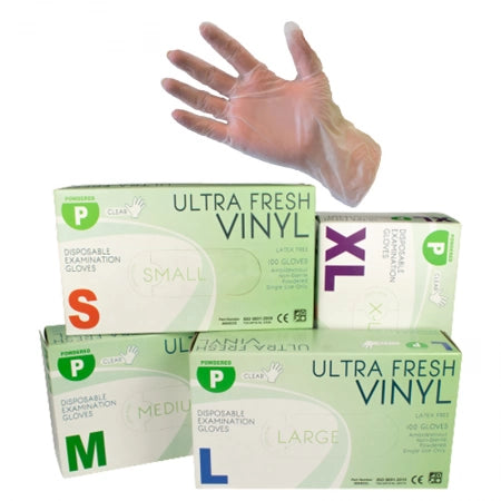 Ultra Fresh Clear Vinyl Gloves 4.5g Powdered Latex-Free