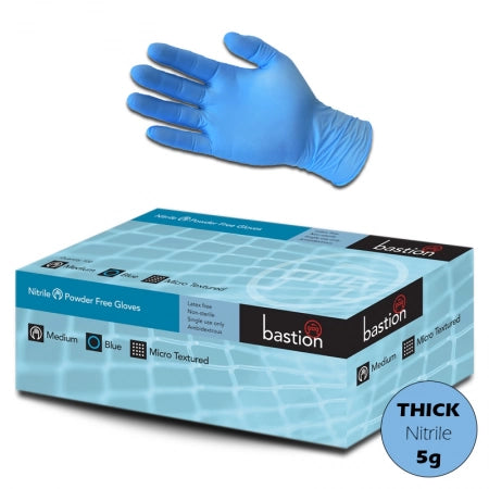 100pcs Bastion Nitrile Gloves Powder Free Blue Disposable Micro Textured 6gm