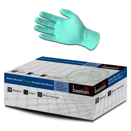 200pcs Bastion Nitrile Gloves Powder Free Green UltraSoft Disposable