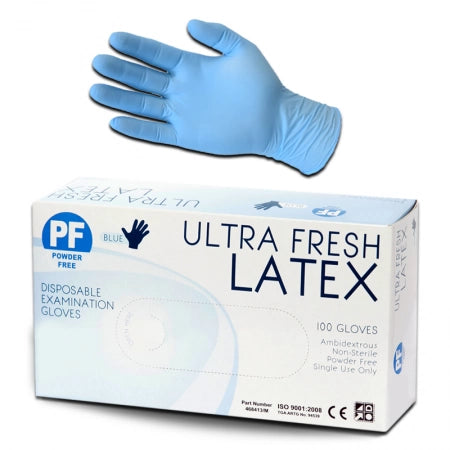 100pcs Ultra Fresh Blue Latex Gloves Powder Free