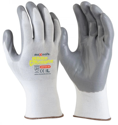 Maxisafe White Knight Synthetic Glove with Grey Foam Nitrile Palm