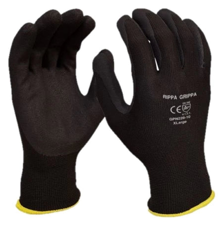 2pcs Maxisafe Rippa Grippa' Black Nitrile Coated Synthetic Glove