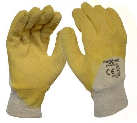 Maxisafe Premium Yellow Latex Coated Glass Gripper Glove - Large