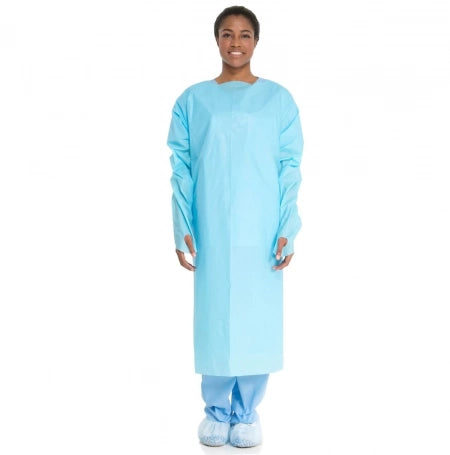 HALYARD Impervious Thumbs-Up* Film Gown with Thumbhooks, Blue, Regular