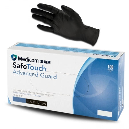 100pcs Medicom SafeTouch Advanced Guard Nitrile Gloves Powder-free Black 5g
