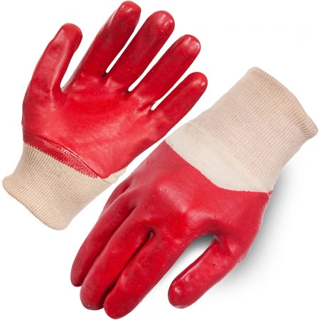 Pair of Ultra Health PVC Red ¾ Dip Knitted Cuff Gloves