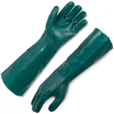 Pair of Ultra Health PVC Green Double Dip Interlock Lining 45cm Gloves