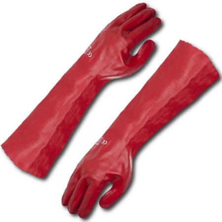 Pair of Ultra Health PVC Red Single Dip 45cm Gloves