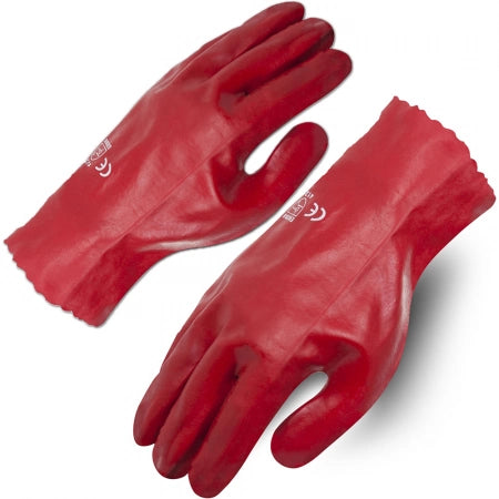 Pair of Ultra Health PVC Red Single Dip 27cm Gloves