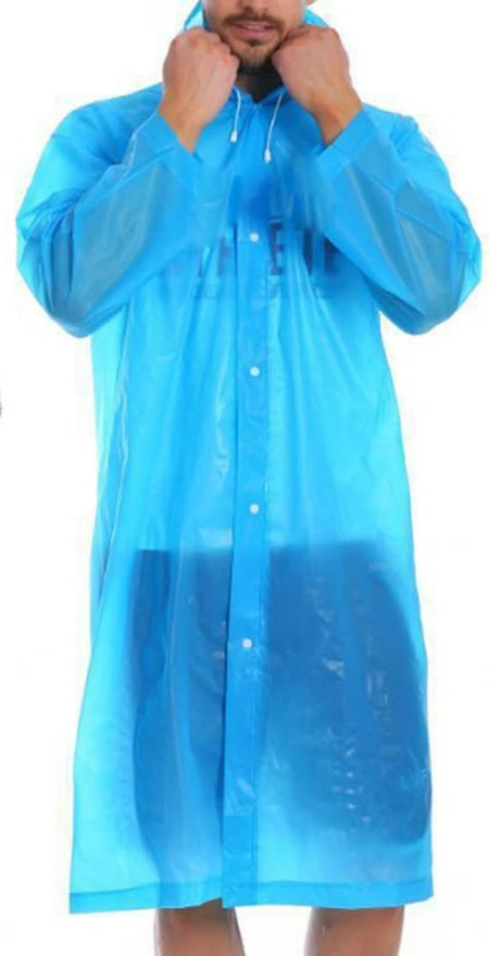 Disposable Blue Poncho Rain Jackets Emergency Rain Gear with Hood and Elastic Sleeve (Carton of 1...