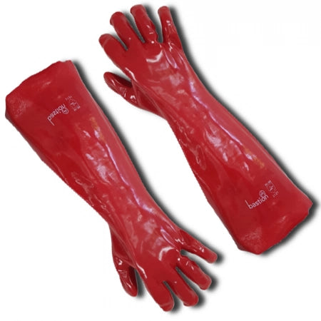 Pair of Bastion PVC Red Gloves 45CM Length