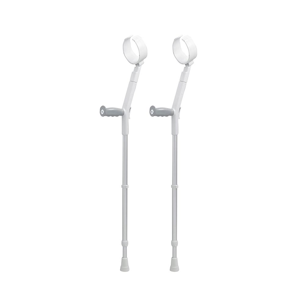 Rebotec Safe-In-Soft - Forearm Crutches with Cuff & Hinge - Light Grey