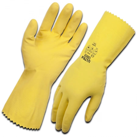 Ultra Touch Yellow Flocklined Rubber Gloves