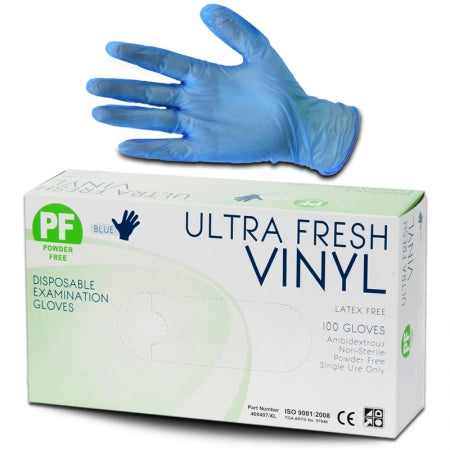 100pcs Ultra Fresh Vinyl Gloves Blue 4.5g Latex/Powder Free