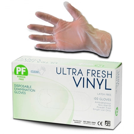 100pcs Ultra Fresh Vinyl Gloves Clear 4.5g Latex/Powder Free